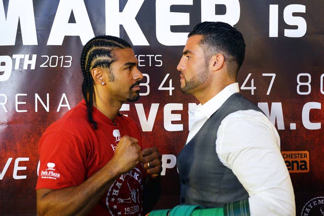 David Haye pictured promoting his fight against Manuel Charr 