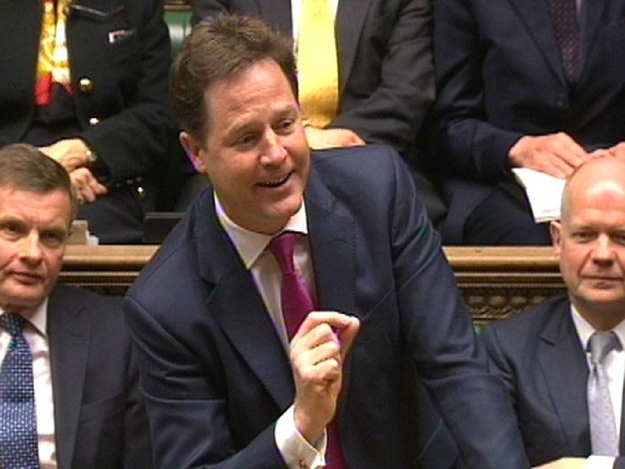 Deputy Prime Minister Nick Clegg standing in for David Cameron during Prime Minister's Questions
