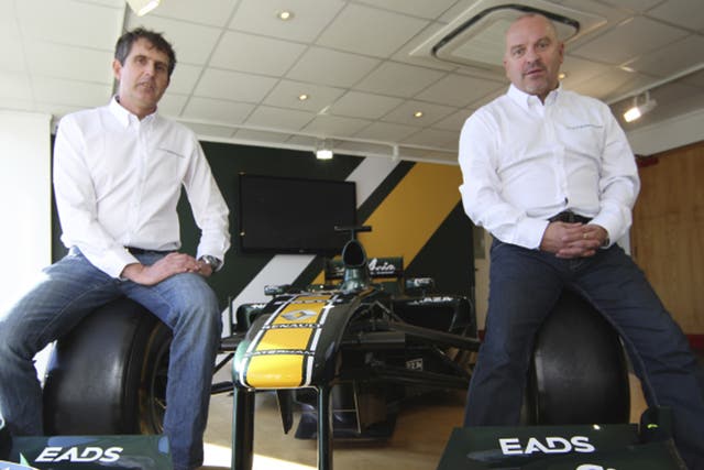 Caterham F1 boss Mike Gascoyne (right) will have round the world and sailing expert Brian Thompson (left) alongside him as he takes to the world of ocean racing, starting with the Transat Jacques Vabre from Le Havre to Brazil in November
