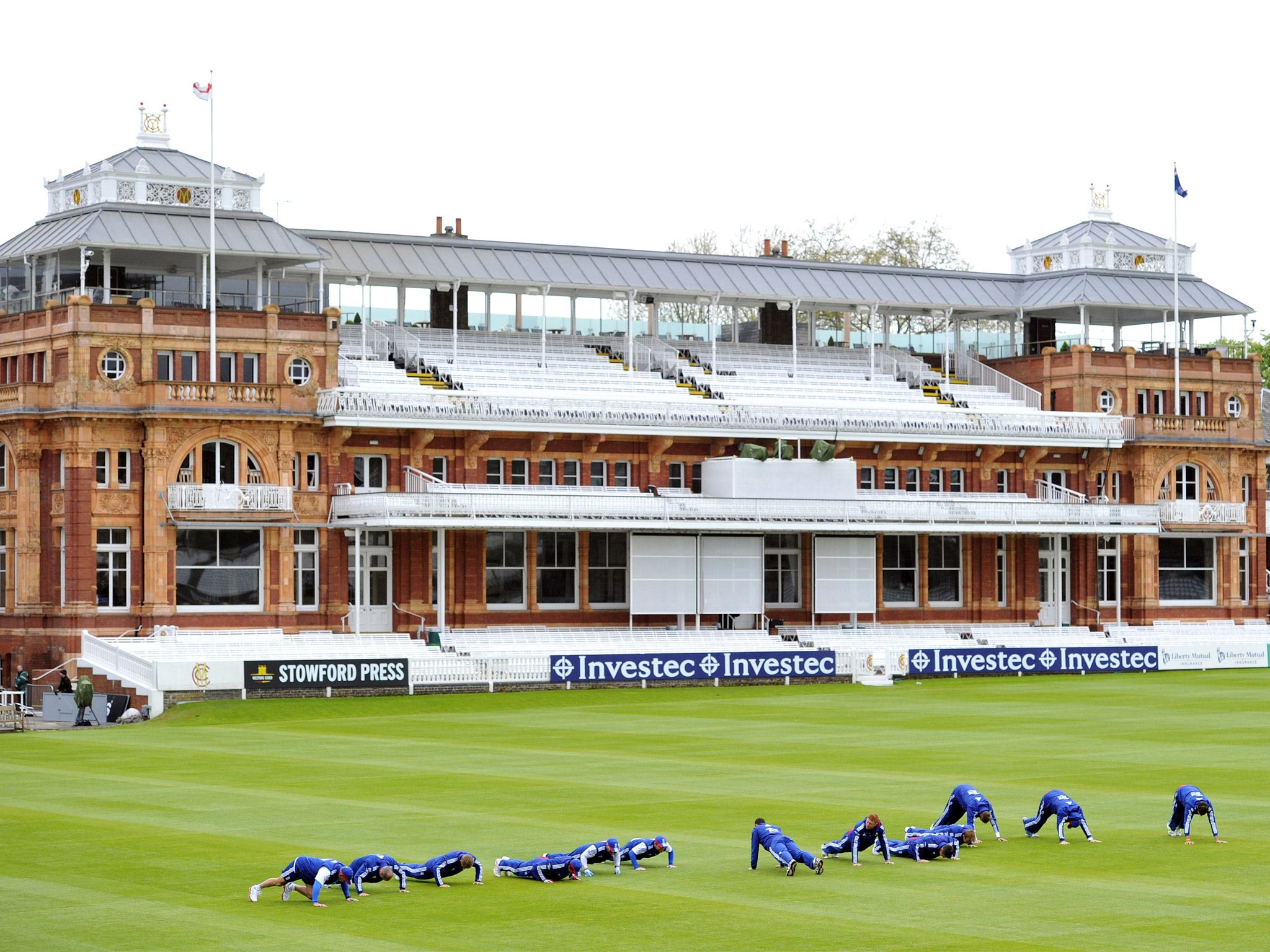 England warm up at Lord’s yesterday