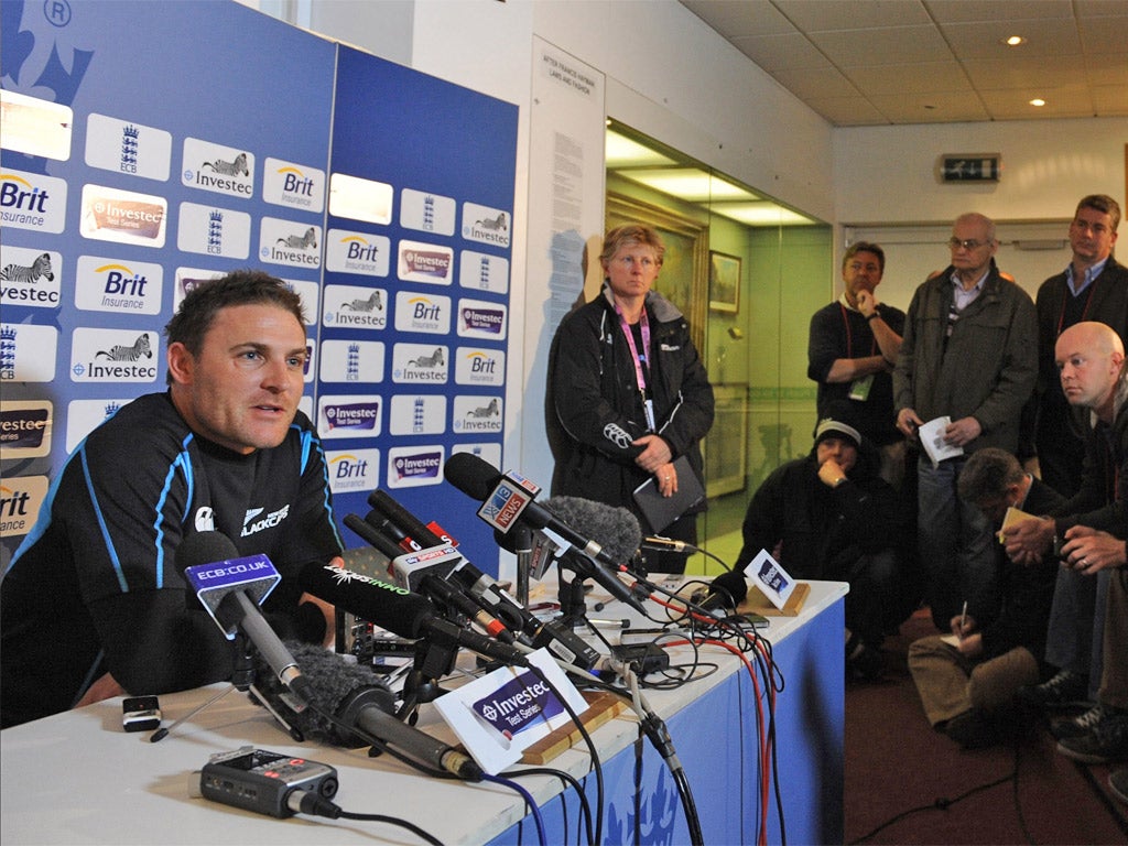 Brendon McCullum answers questions at Lord’s yesterday