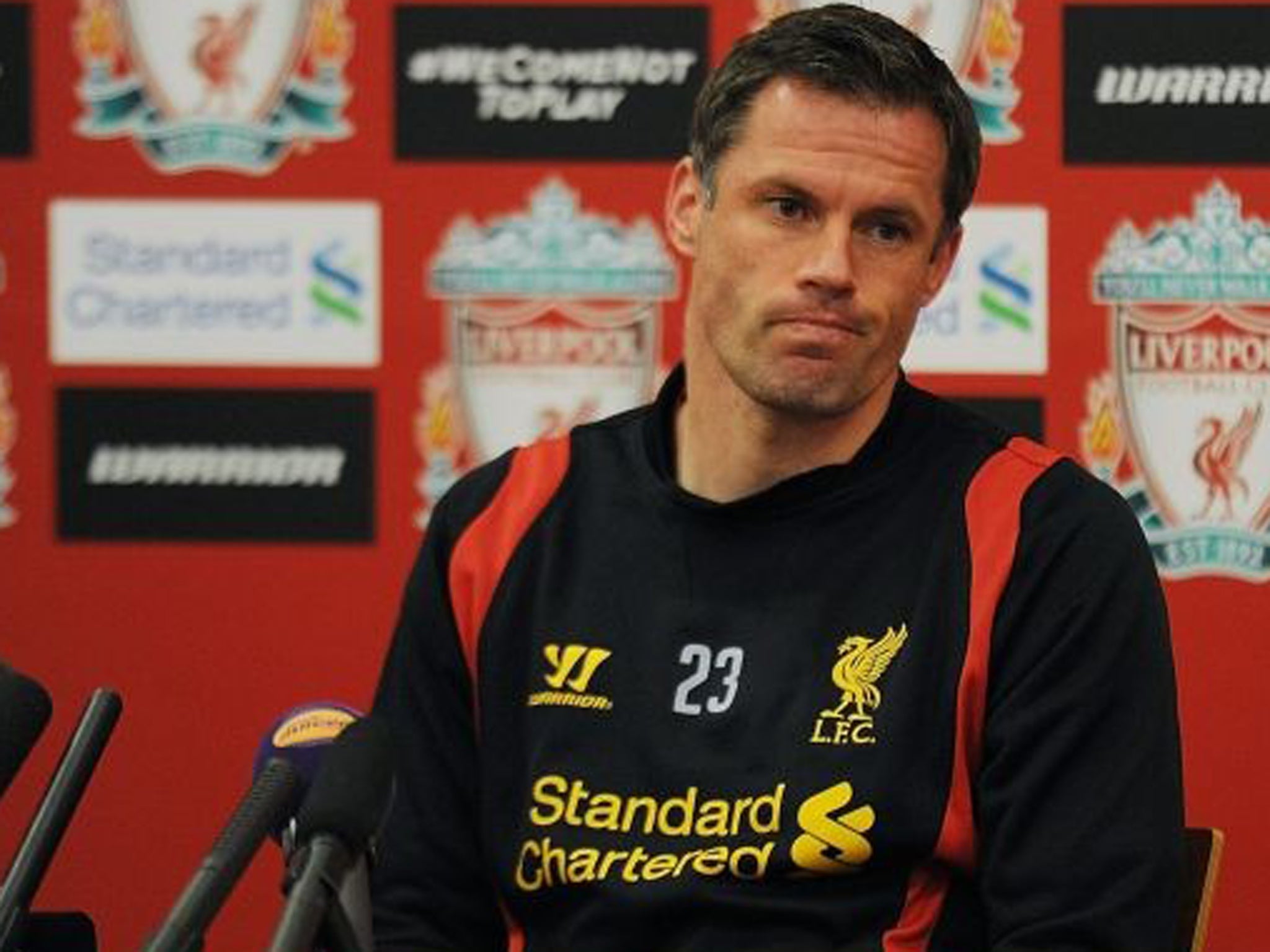 Liverpool defender Jamie Carragher says he wishes he had won with league during his time at the club