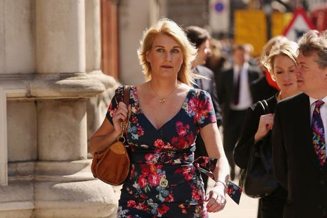 Sally Bercow, wife of John Bercow,  the Speaker of the House of Commons, arrives at the Royal Courts of Justice. She is being sued for libel over a tweet she posted which referenced Lord McAlpine that he claims linked him to false allegations of child abu