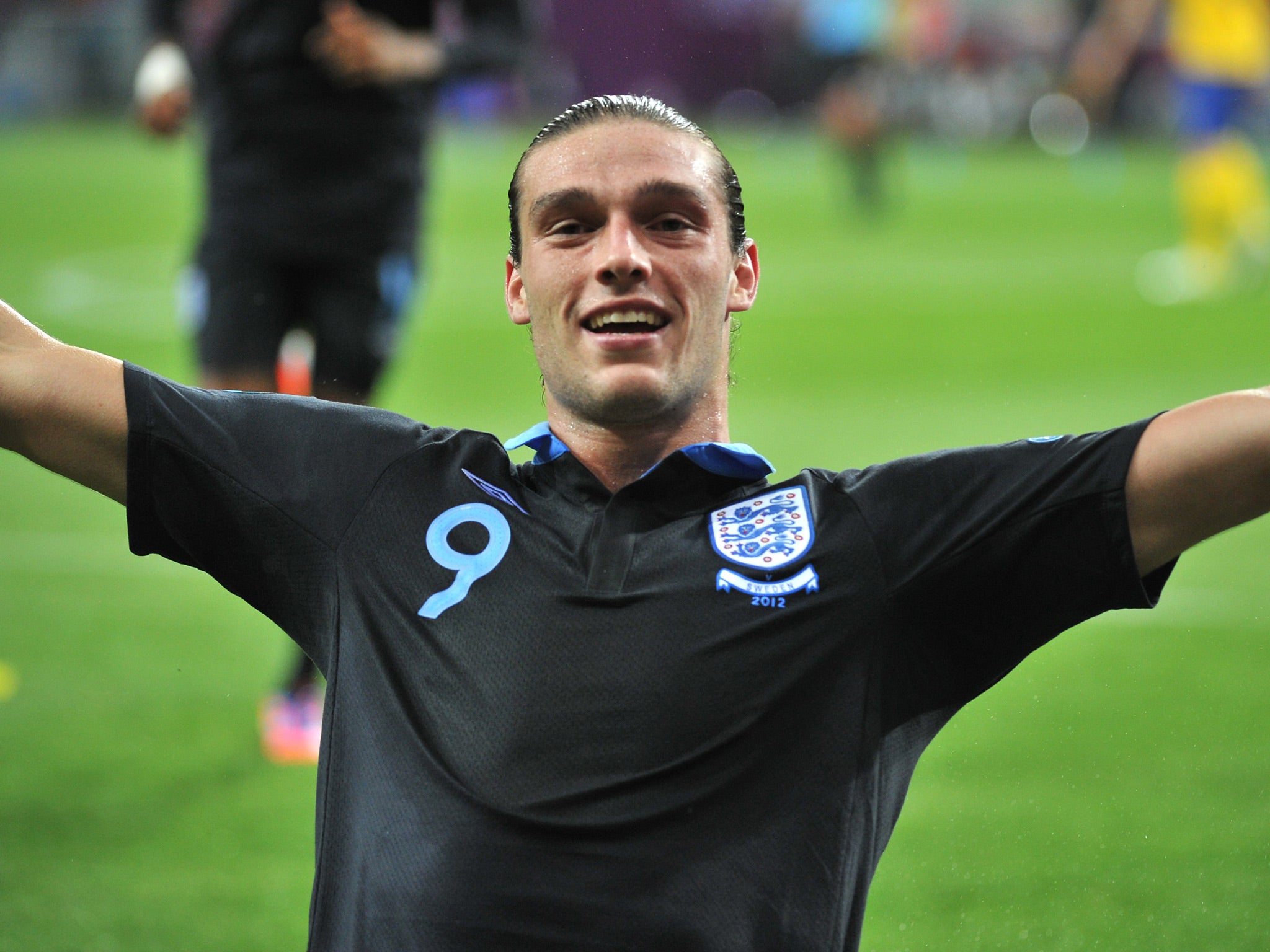 Andy Carroll pictured after scoring against Sweden at Euro 2012