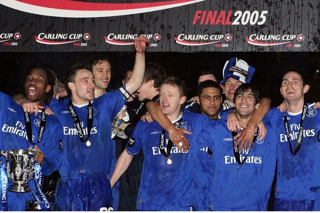 Chelsea were crowned 2004-05 League Cup Champions at the Millennium Stadium after a dramatic 3-2 victory over Liverpool, gifting Abramovich his first piece of silverware as the club's owner.
