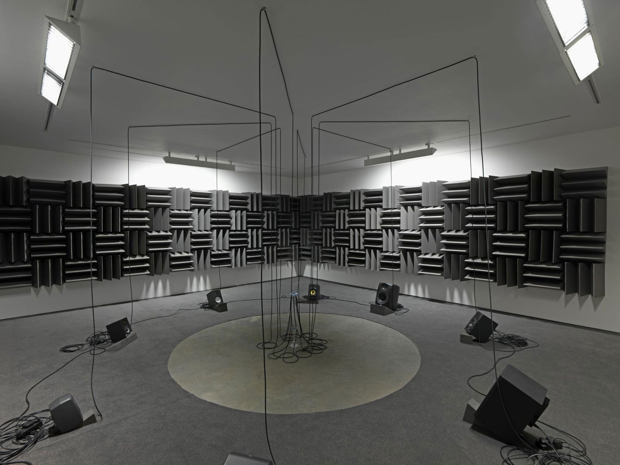 Haroon Mirza has transformed a space at London's Lisson Gallery into a gleaming symphony of light