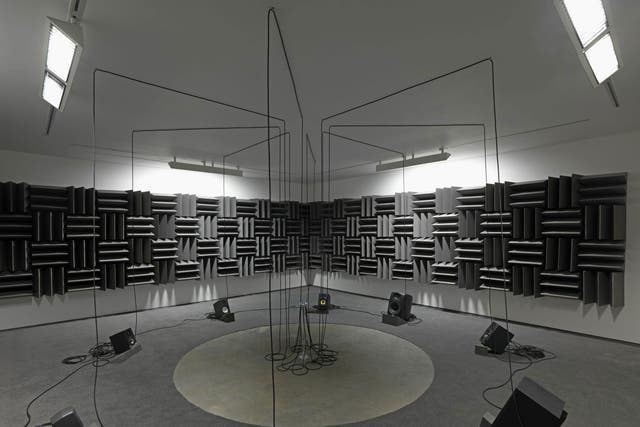 Haroon Mirza has transformed a space at London's Lisson Gallery into a gleaming symphony of light