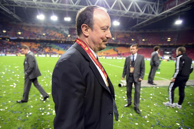 Rafa Benitez leaves the scene of his greatest Chelsea triumph