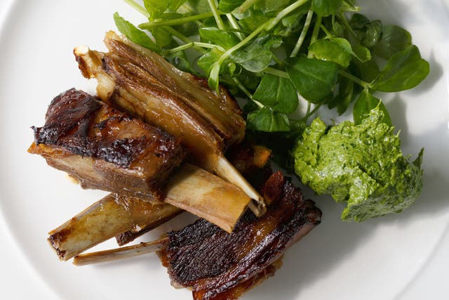 Slow-cooked lamb breast ribs