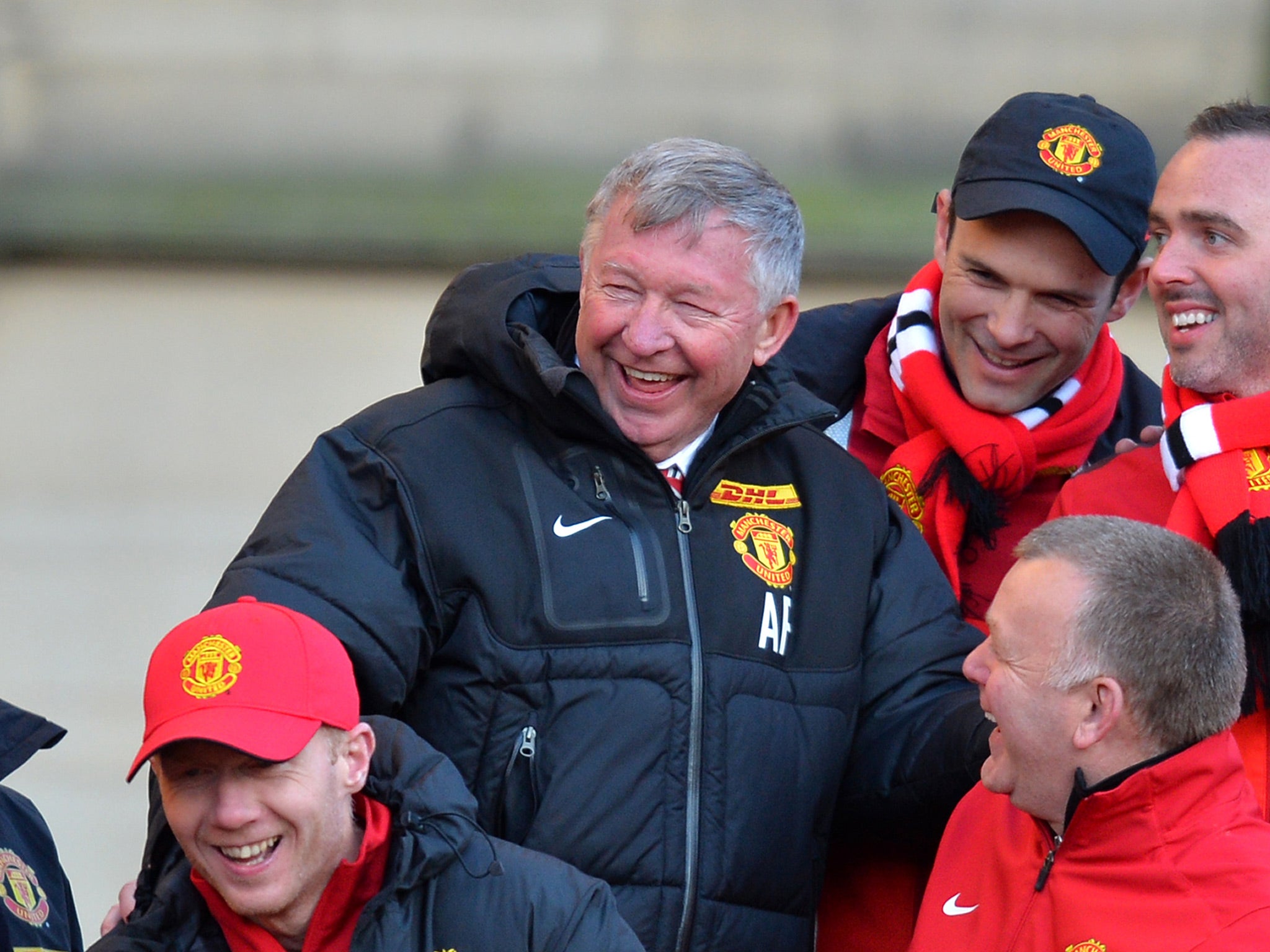 Sir Alex Ferguson pictured taking part in Manchester United's title parade