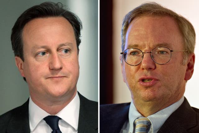 David Cameron will meet Google's executive chairman at the Prime Minister's Business Advisory Group on Monday