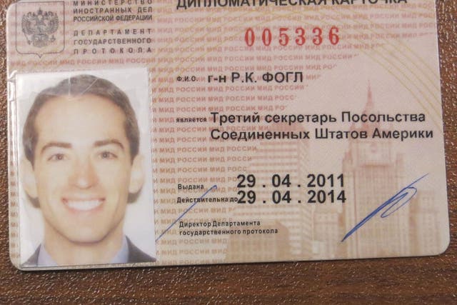 Tinker, tailor ... A photograph released by the FSB purporting to show Fogle’s diplomatic card
