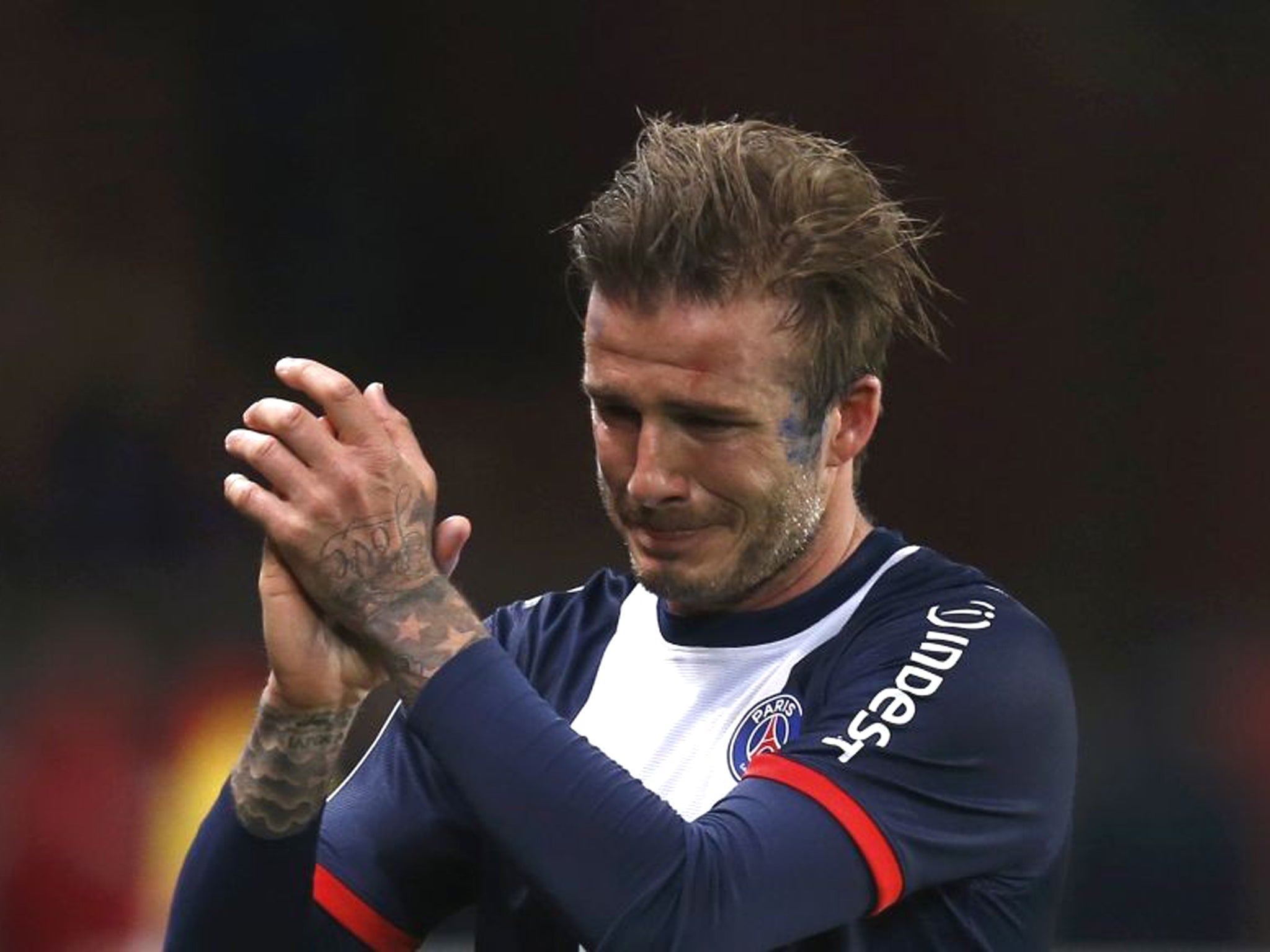 A tearful David Beckham played his last home game last weekend