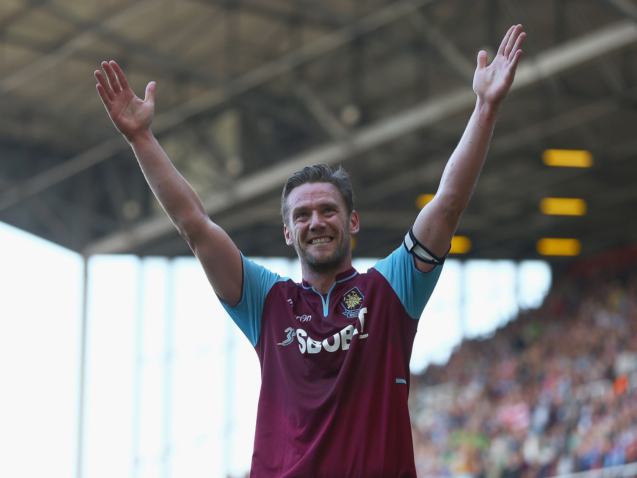 Kevin Nolan celebrates his hat-trick for West Ham in the 4-2 win over Reading