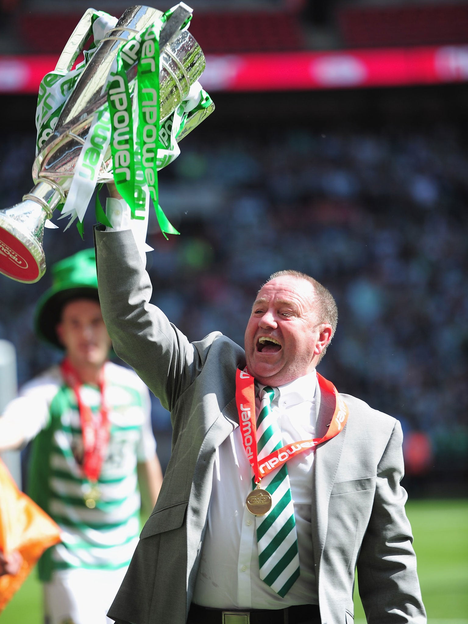 Yeovil manager Gary Johnson celebrates his side’s play-off victory