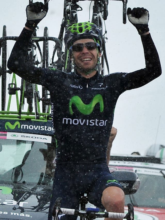 Italy’s Giovanni Visconti celebrates after his stage 15 victory