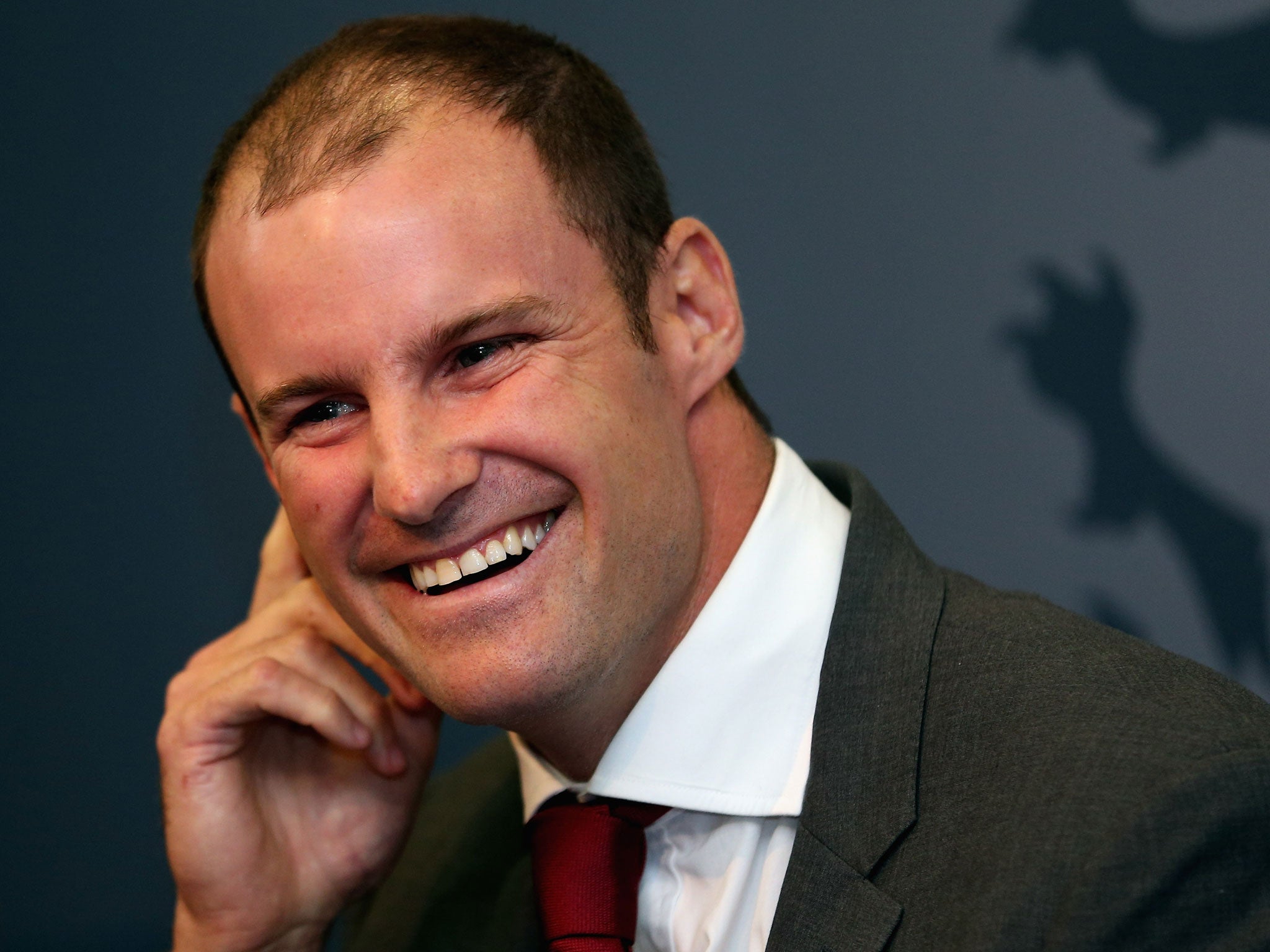 Andrew Strauss of England enjoys a joke as he announces his retirement from professional cricket