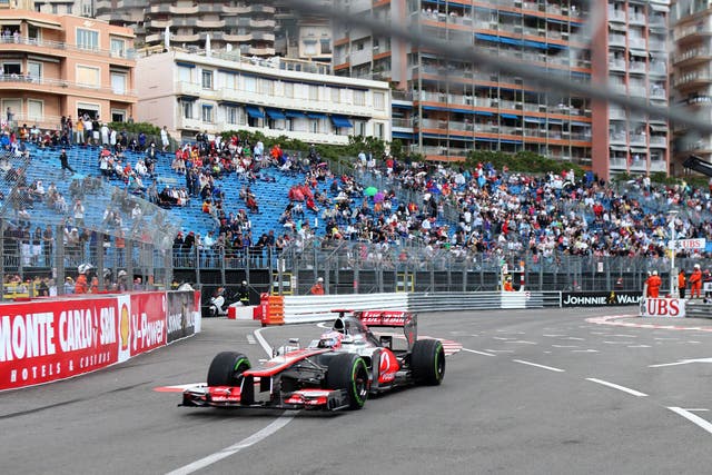 Jenson Button at Monaco 2012, when he failed to finish
