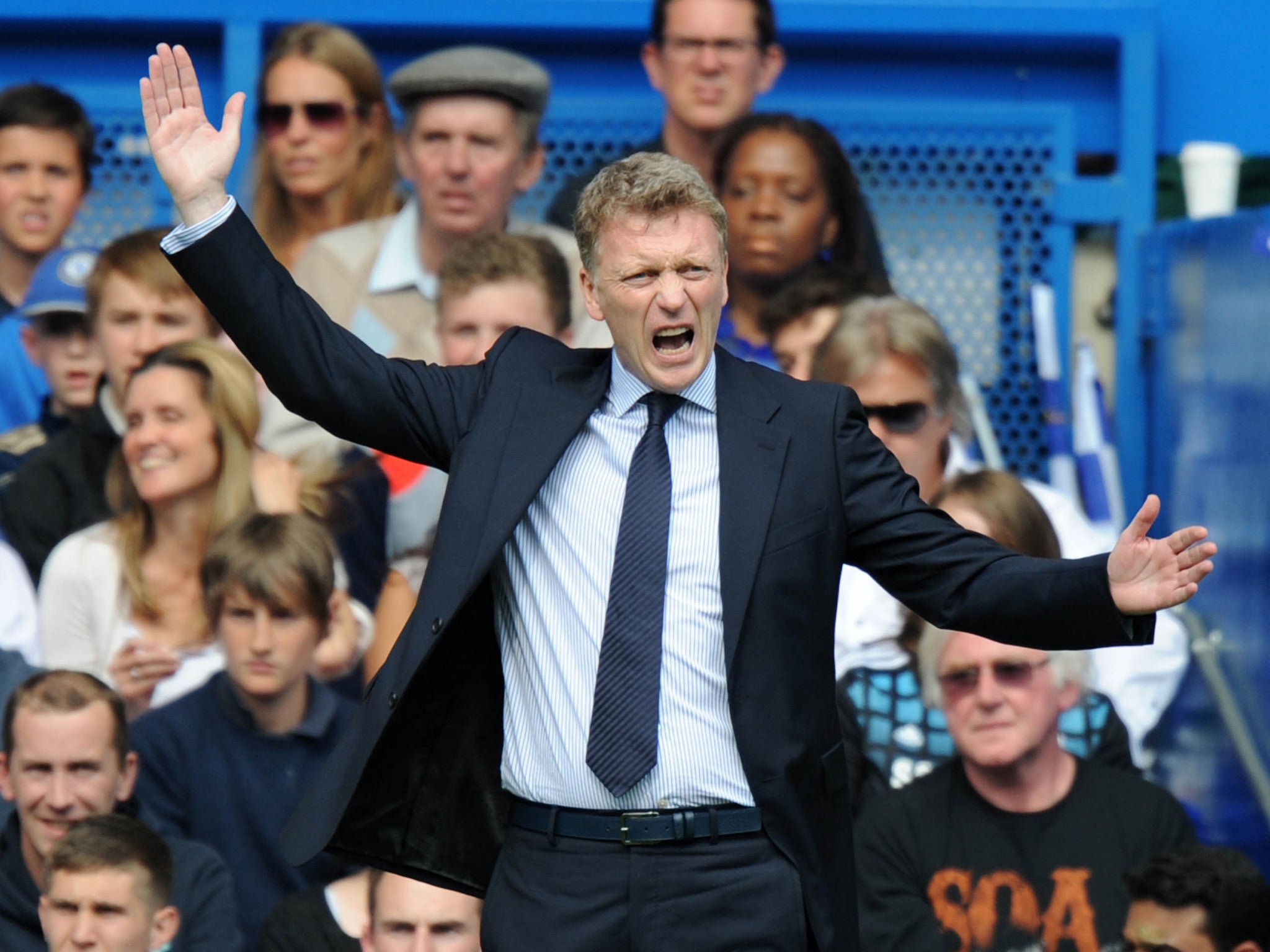 David Moyes pictured during his last game in charge of Everton