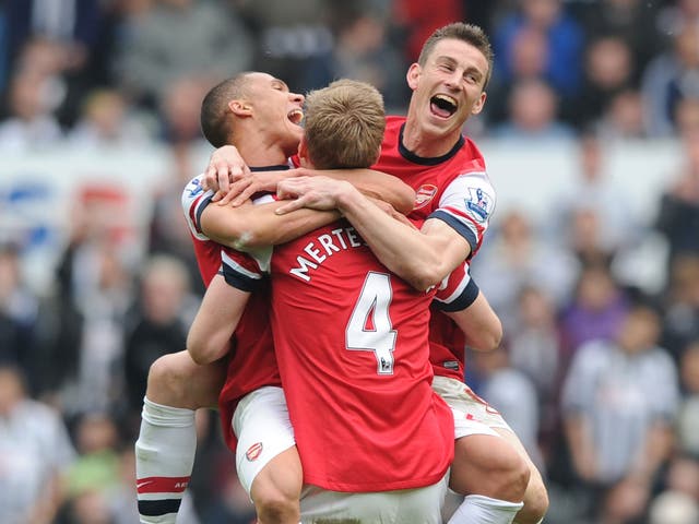 Keiran Gibbs celebrates Arsenal's victory over Newcastle