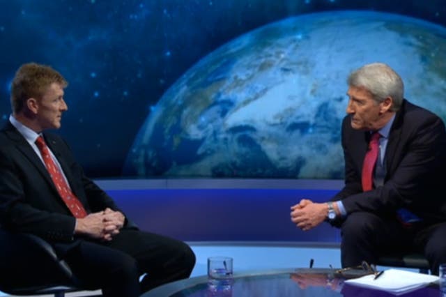 British astronaut Tim Peake being grilled by Jeremy Paxman on Newsnight