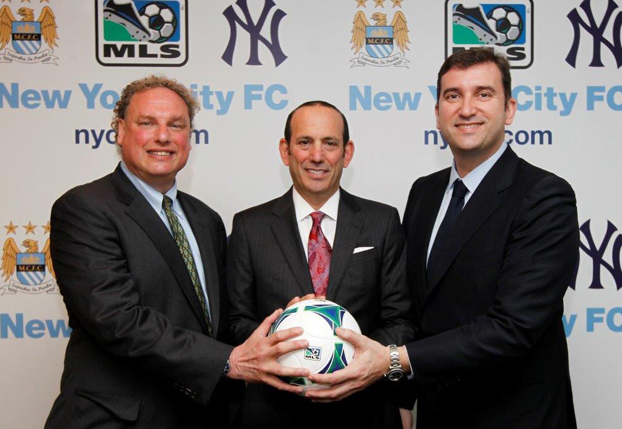 New York Yankees president Randy Levine, MLS commissioner Don Garber and Manchester City chief executive Ferran Soriano