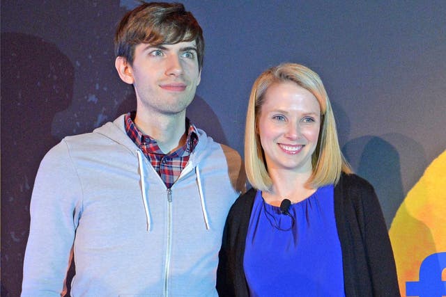Tumblr founder David Karp with Yahoo CEO Marissa Mayer