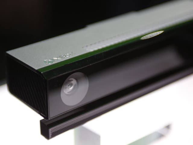 The Xbox Kinect motion sensing device for the Xbox One is shown during a press event unveiling Microsoft's new Xbox in Redmond, Washington