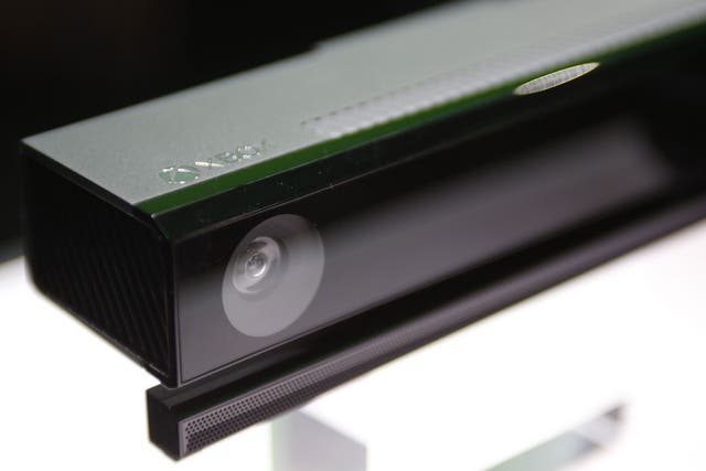 The Xbox Kinect motion sensing device for the Xbox One is shown during a press event unveiling Microsoft's new Xbox in Redmond, Washington