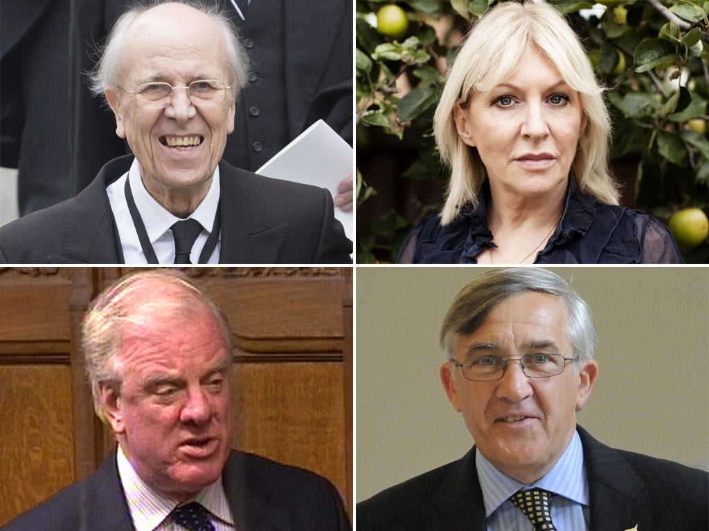 Tory rebels (clockwise from top right): Lord Tebbit, former Cabinet minister; Nadine Dorries, MP for Mid-Bedfordshire; Gerald Howarth, MP for Aldershot and former Defence minister; Edward Leigh, MP for Gainsborough