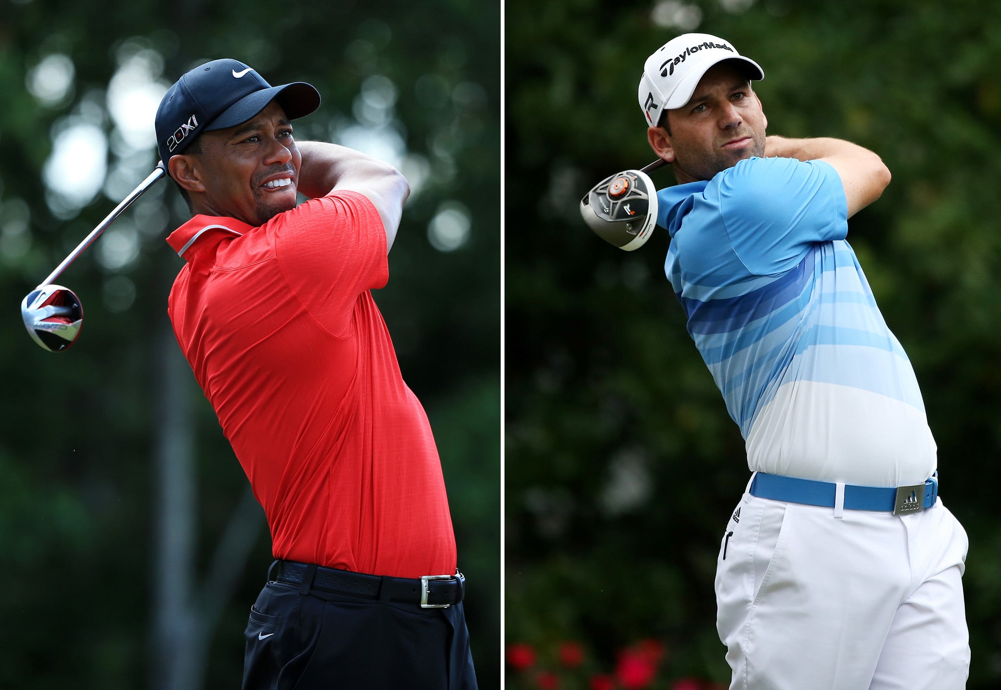 Tiger Woods (L) was the victim of a racial joke made by Sergio Garcia (R)