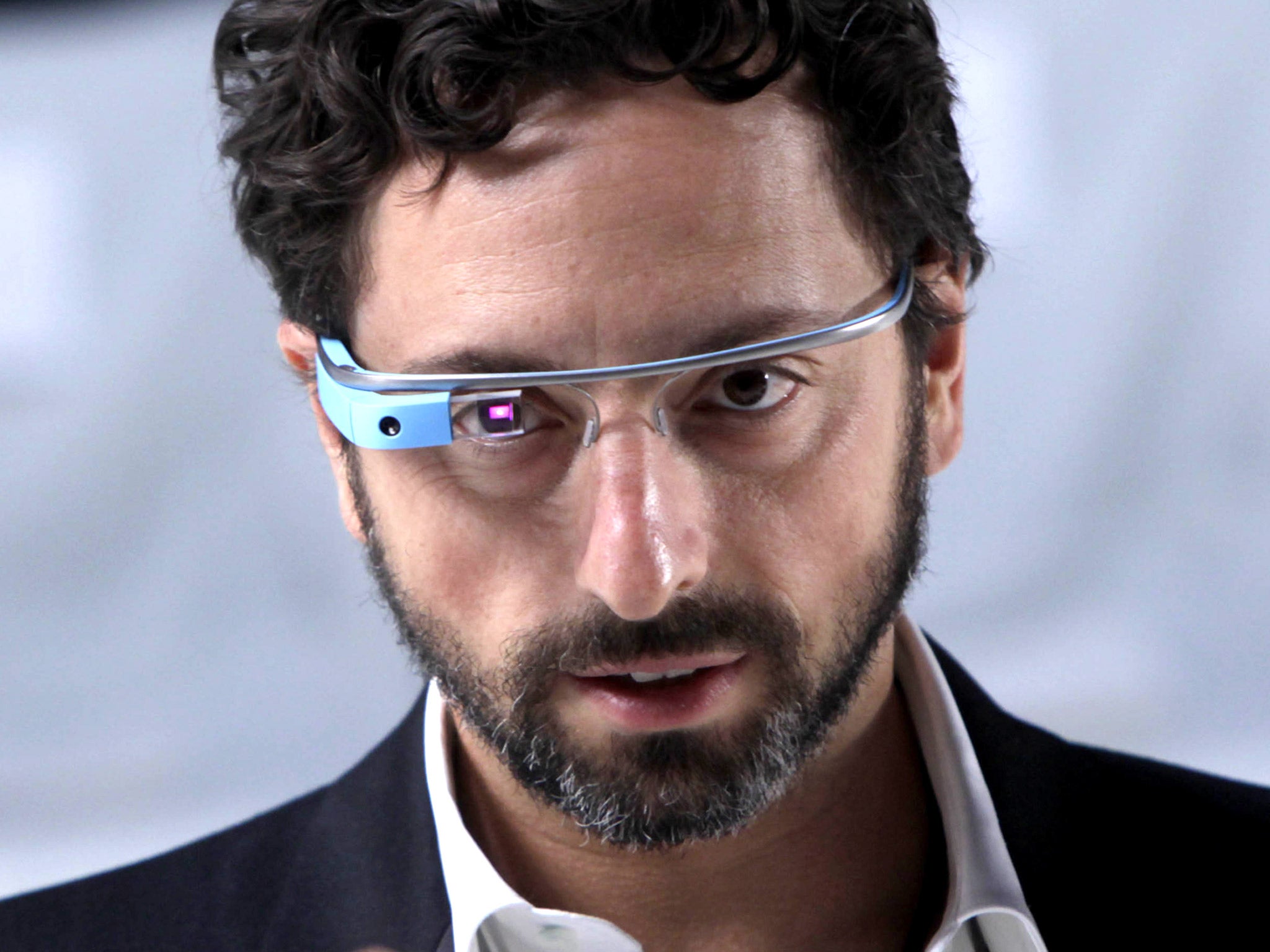 Google co-founder Sergey Brin demonstrates Google Glass