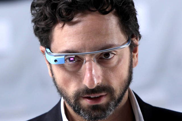 Google co-founder Sergey Brin demonstrates Google Glass 