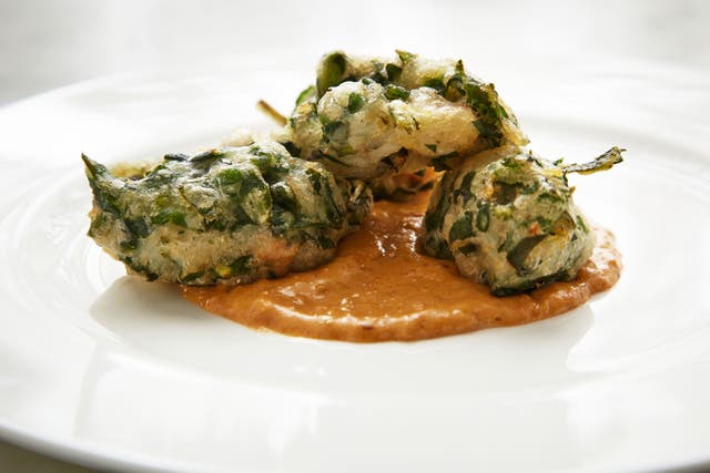 Crab and sea vegetable fritters