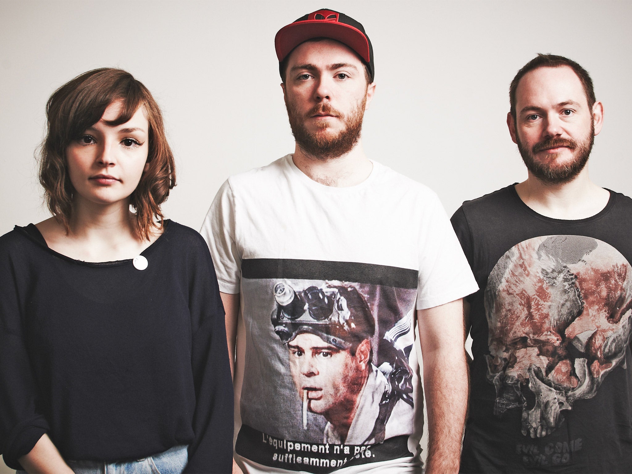 Sacred music: Lauren Mayberry, Martin Doherty and Iain Cook of
the widely lauded Glasgow band Chvrches
