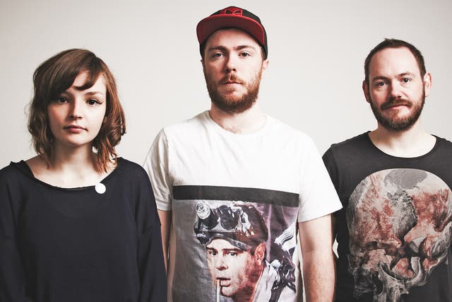 Sacred music: Lauren Mayberry, Martin Doherty and Iain Cook of
the widely lauded Glasgow band Chvrches 