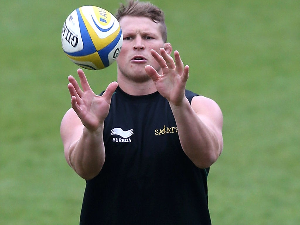 Northampton’s Dylan Hartley trains at Franklin’s Gardens