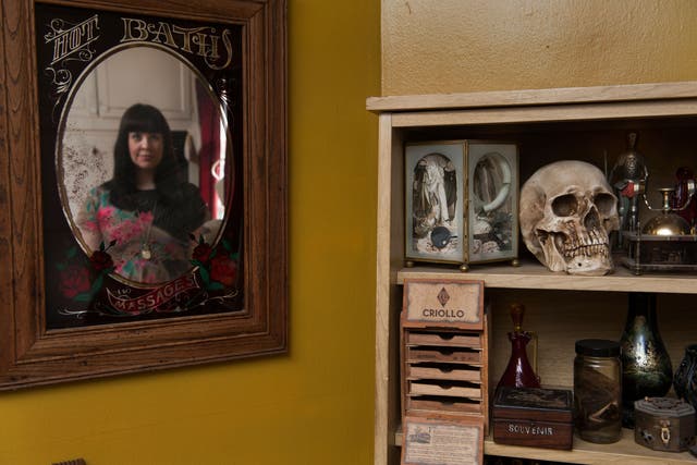Caitlin Doughty in her home: 'It's like a little death art museum,' says the mortician
