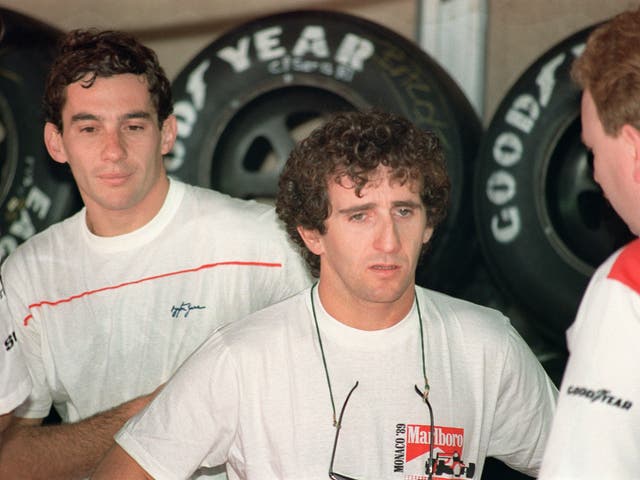 Alain Prost with his great rival Ayrton Senna