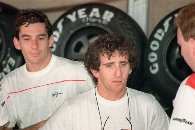 Alain Prost with his great rival Ayrton Senna