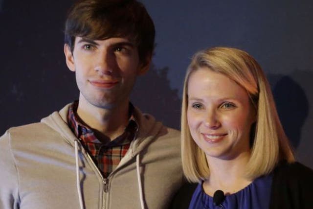 Yahoo CEO Marissa Mayer, and Tumblr Chief Executive David Karp after Yahoo's acquisition of Tumblr