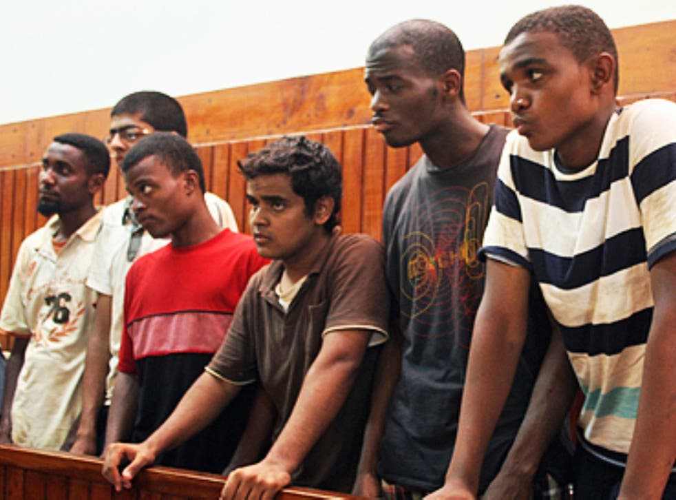 Michael Adebolajo, fifth from left, was arrested by Kenyan police in 2010