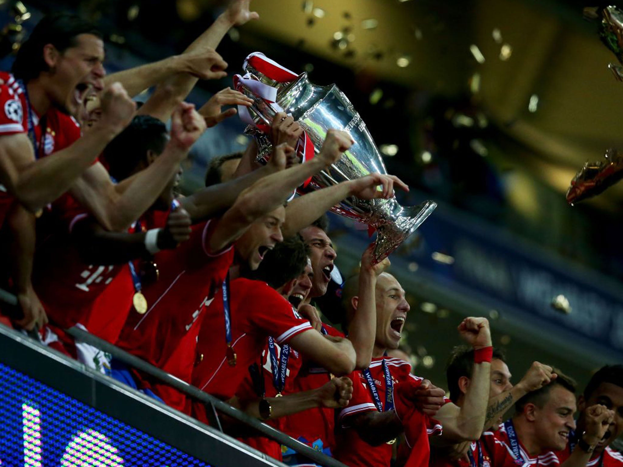Bayern Munich celebrate lifting the European Cup