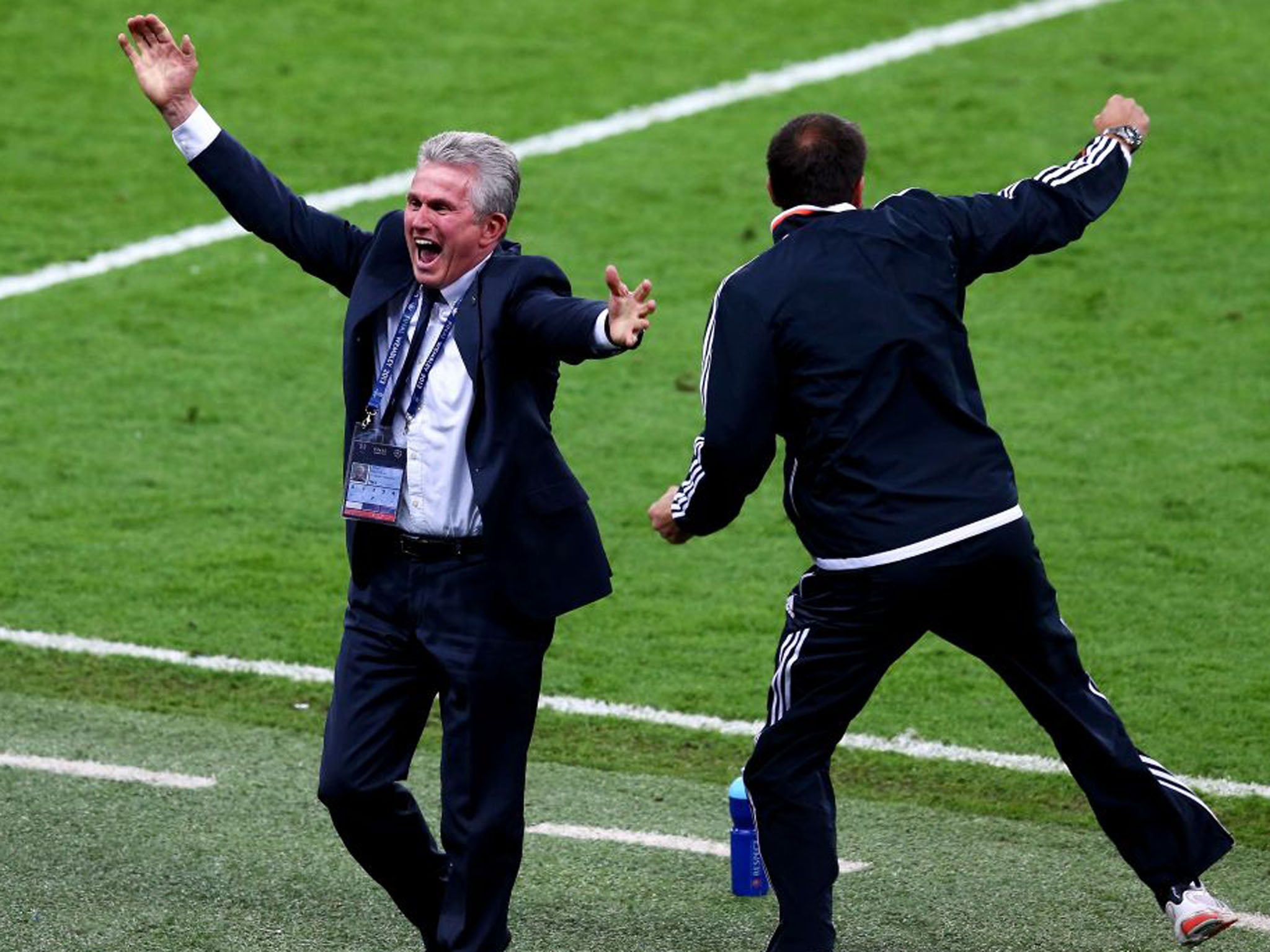 Head Coach Jupp Heynckes of Bayern Munich celebrates after the final whistle (Martin Rose/Getty Images)