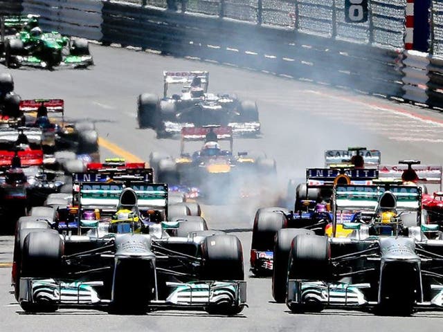 The pack of cars in action during the 2013 Monaco Grand Prix