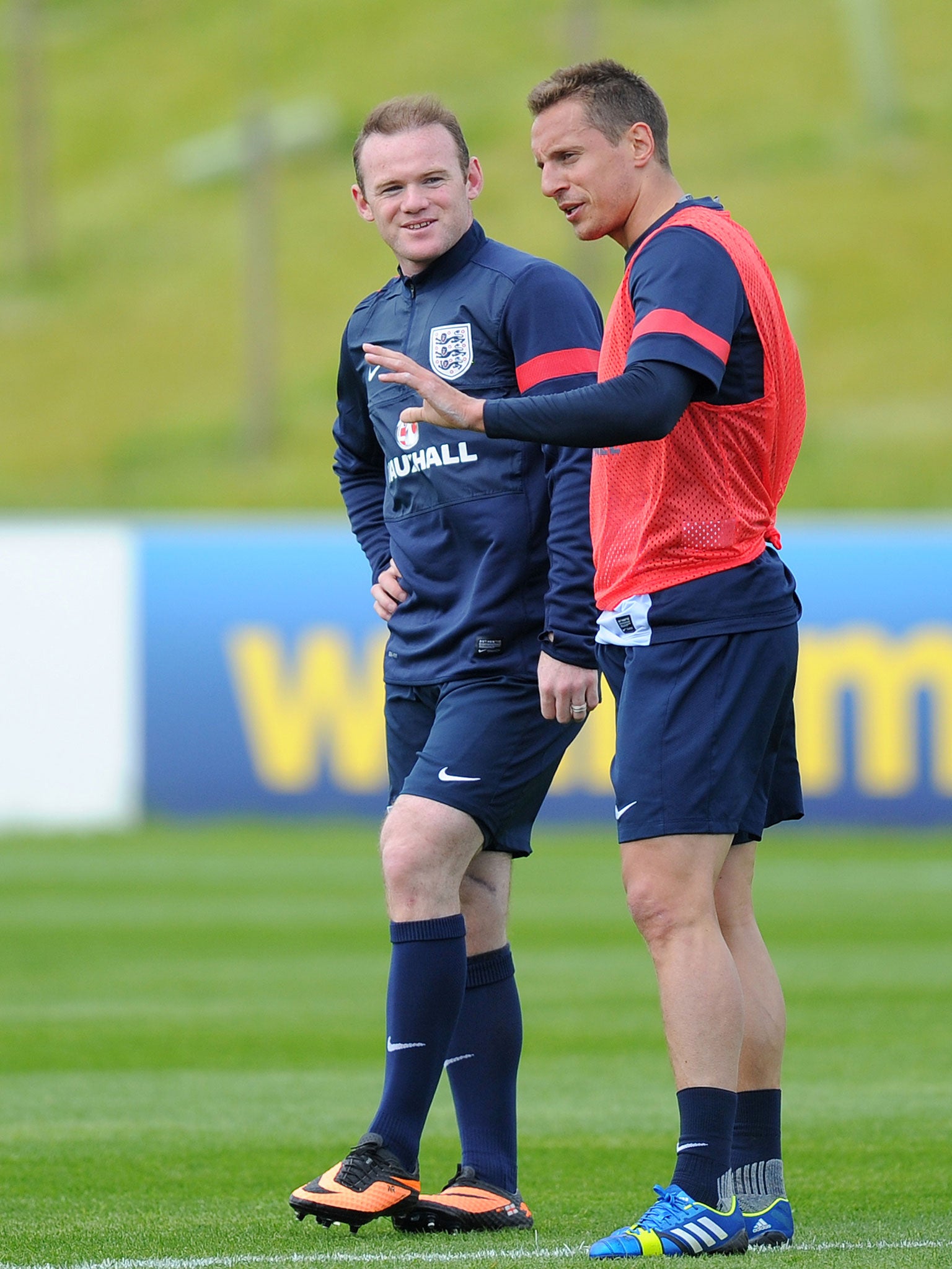 Wayne Rooney, left, and Phil Jagielka, right, at St George’s Park