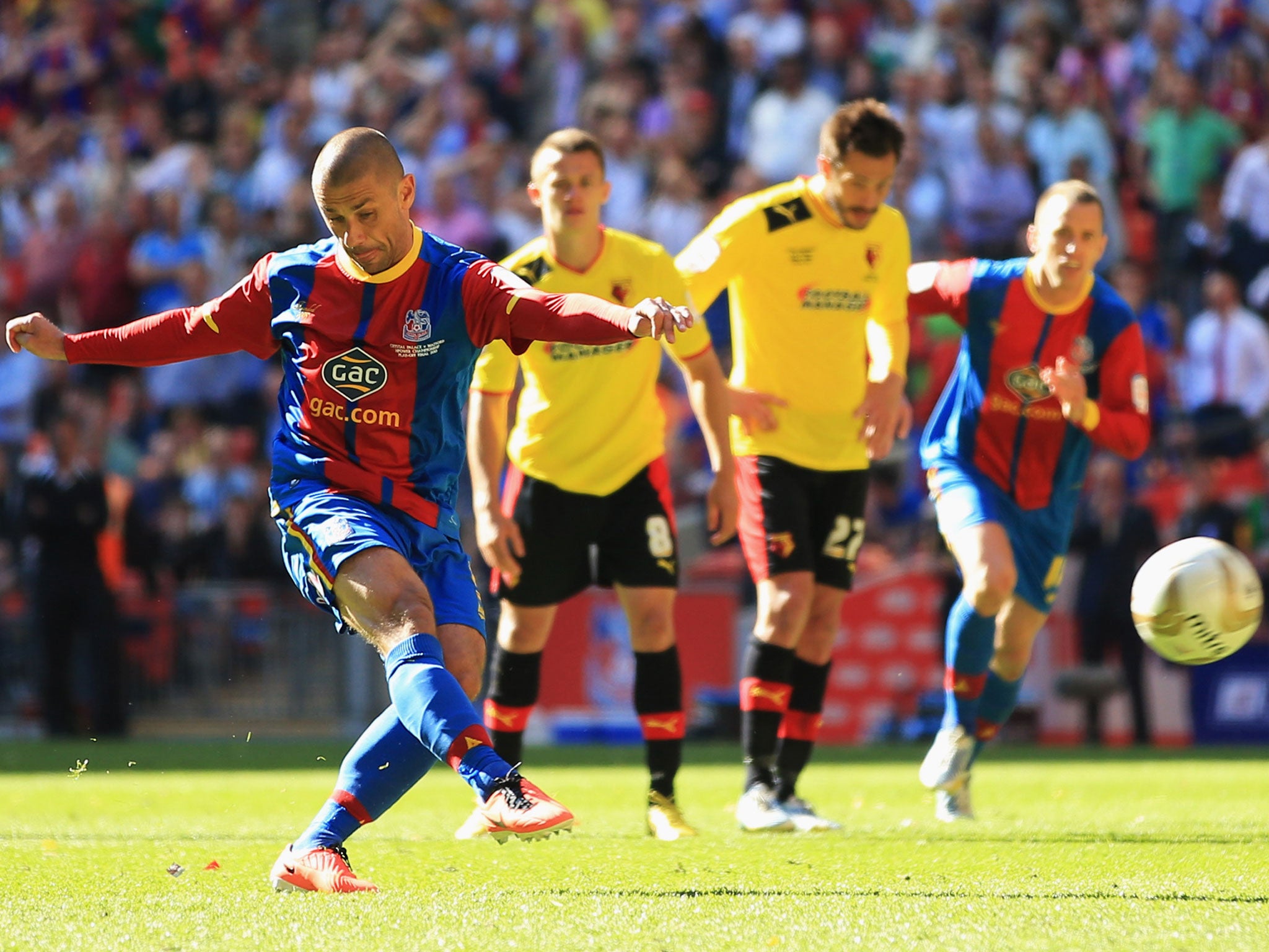 Palace striker Kevin Phillips scores from the spot in the 2013 play-off final