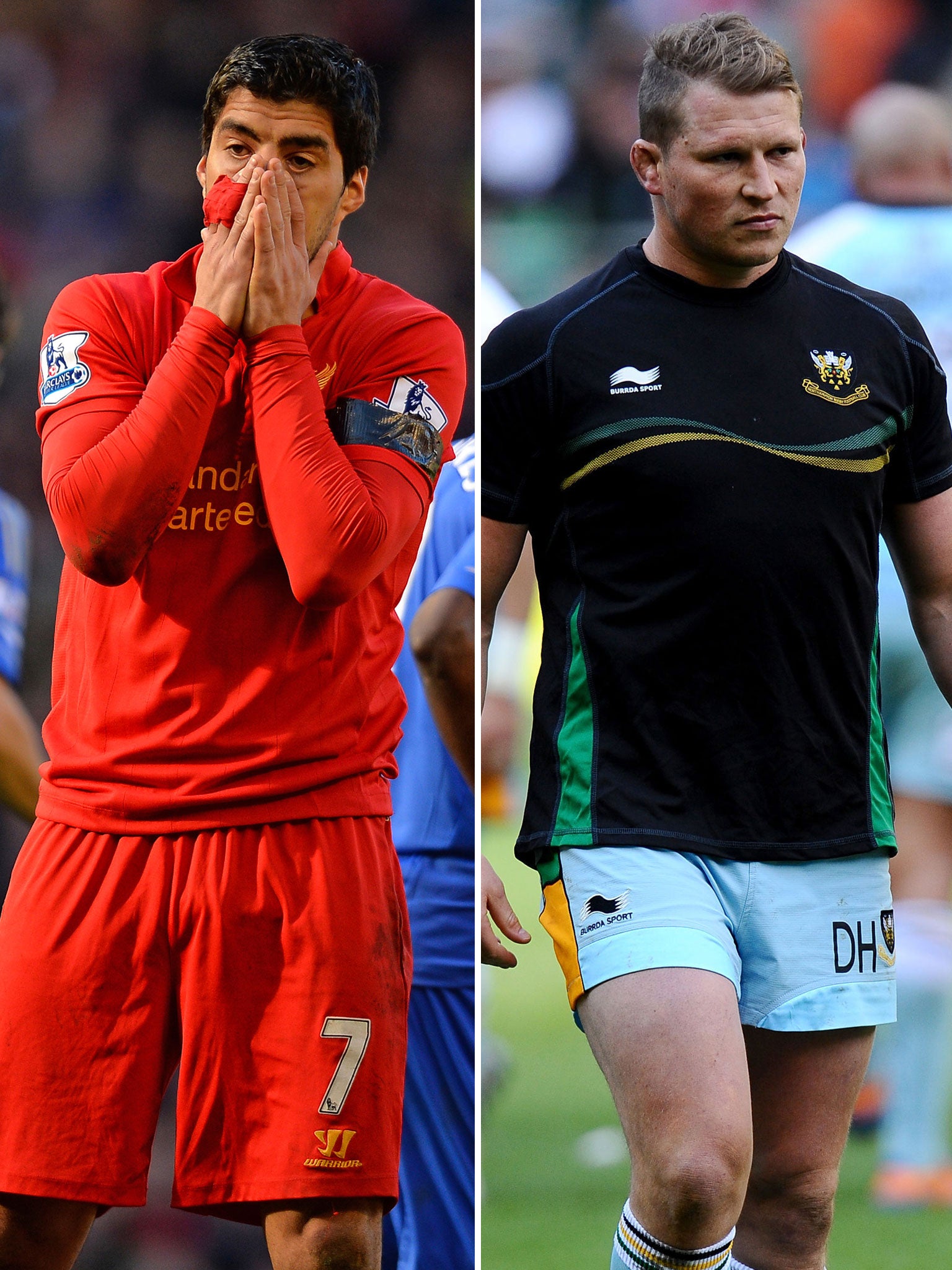 Luis Suarez, left, and Dylan Hartley, right, have both fallen foul of authority