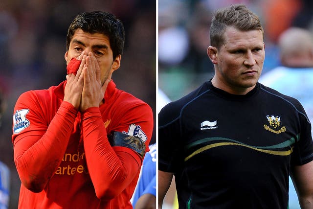 Luis Suarez, left, and Dylan Hartley, right, have both fallen foul of authority