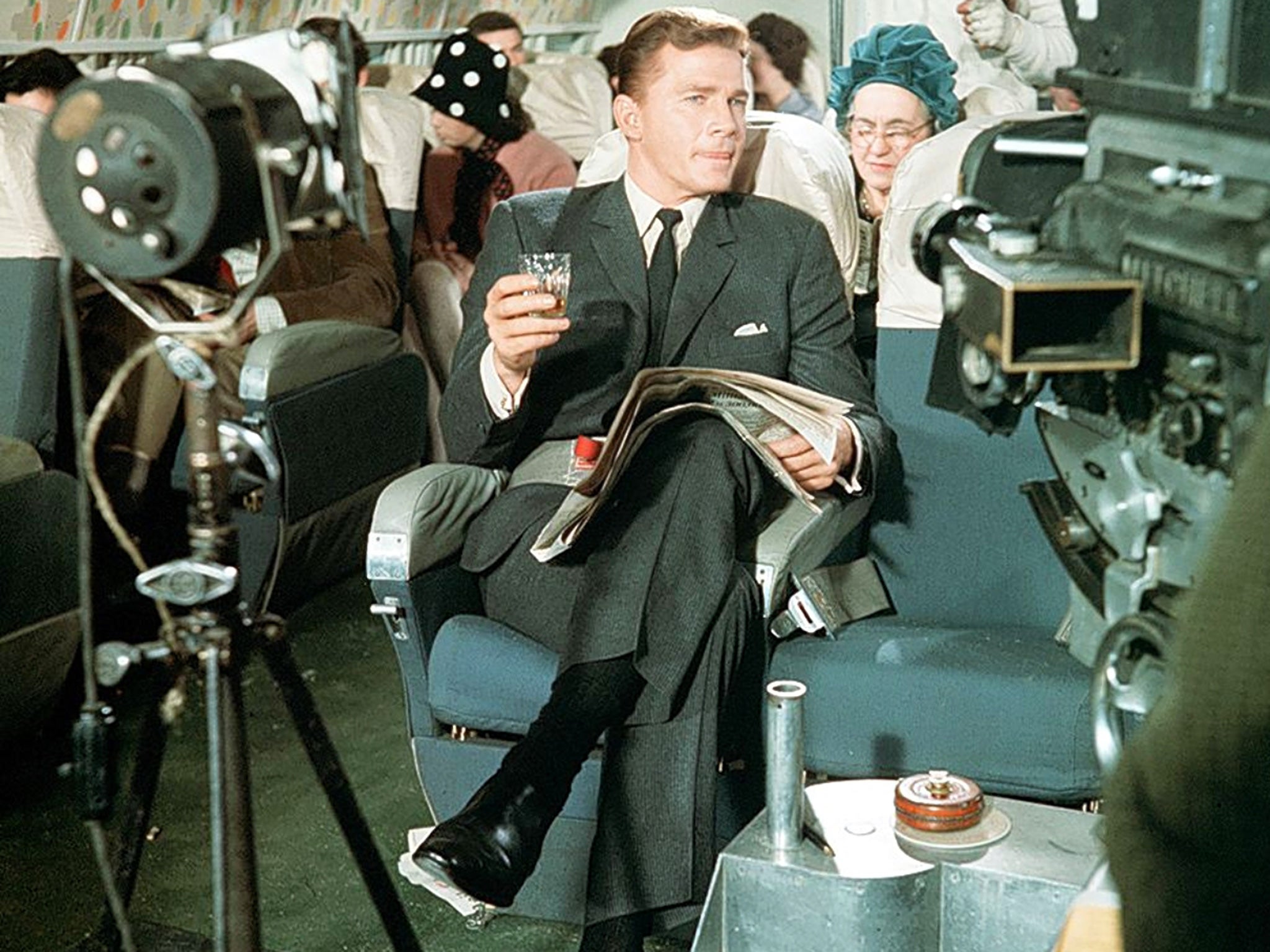 Steve Forrest on the set of 'The Baron' - one of the first colour TV series in Britain